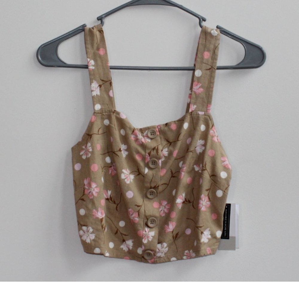 NWT, BP-Nordstrom, Beige-Pink Sophie Floral Linen Blend, Size XXS